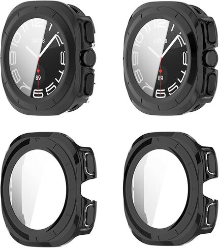 Case Covers for Samsung Galaxy Watch 7 Ultra 47mm with Built-in Tempered Glass Screen Protector，PC Hard Ultra-Thin Slim Fit Scratch Resistant Case for 47mm Galaxy Watch Ultra (4-Pack A) in Saudi Arabia