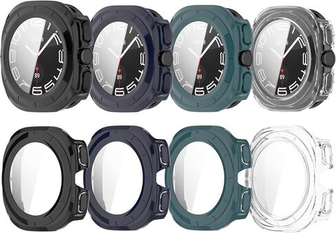 Case Covers for Samsung Galaxy Watch 7 Ultra 47mm with Built-in Tempered Glass Screen Protector，PC Hard Ultra-Thin Slim Fit Scratch Resistant Case for 47mm Galaxy Watch Ultra (4-Pack A) in Saudi Arabia