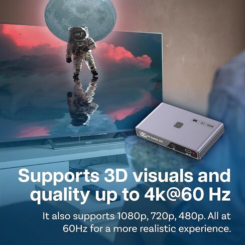 محول MMOBIEL HDMI 4K 60 هرتز - محول HDMI ثنائي الاتجاه 2 في 1 - موزع HDMI HDR، ثلاثي الأبعاد - محور HDMI للتلفزيون والشاشة وما إلى ذلك - متوافق مع Apple TV وXbox وPS5/4 وما إلى ذلك. شاشة واحدة في كل مرة - الألومنيوم in Saudi Arabia