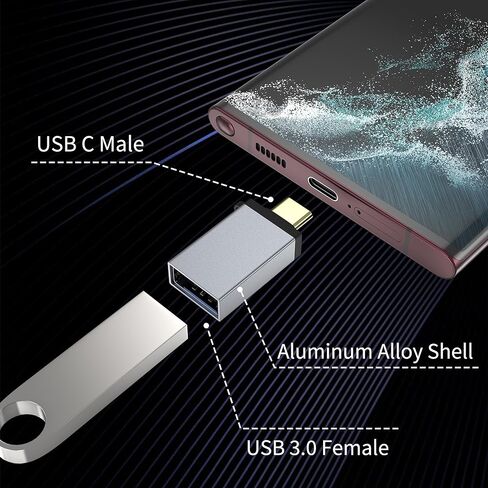 محول USB C إلى USB 3 حزم، محول USB-C ذكر إلى USB A 3.0 أنثى OTG، محول Type C Thunderbolt 4/3 لهاتف iPhone 15 Pro Max وMacBook Pro Air وiMac وiPad وMicrosoft Surface Go وSamsung S24 S23 S22 in Kuwait