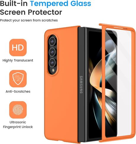 Ruky for Galaxy Z Fold 4 Case, Full Body Cover with Built-in Screen Protector Hard PC Ultra-Thin Anti-Scratches Shockproof Protective Phone Case for Samsung Galaxy Z Fold 4, Black in Saudi Arabia