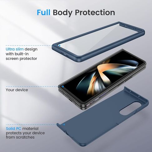Ruky for Samsung Galaxy Z Fold 4 Case Built with Sreen Protector, Black in Saudi Arabia