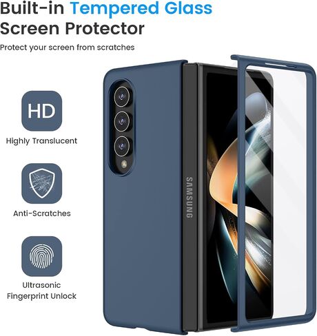 Ruky for Samsung Galaxy Z Fold 4 Case Built with Sreen Protector, Black in Saudi Arabia