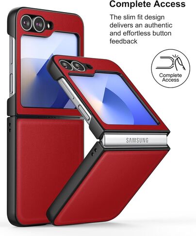 Eastcoo Slim Fit PU Leather Case for Samsung Galaxy Z Flip 6, Leather Hard PC Back[Wireless Charging Support] Shockproof Protective Case for Samsung Galaxy Z Flip6 2024, Black in Saudi Arabia
