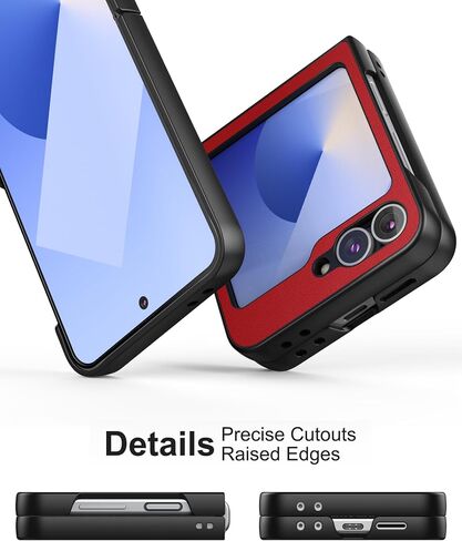 Eastcoo Slim Fit PU Leather Case for Samsung Galaxy Z Flip 6, Leather Hard PC Back[Wireless Charging Support] Shockproof Protective Case for Samsung Galaxy Z Flip6 2024, Black in Saudi Arabia