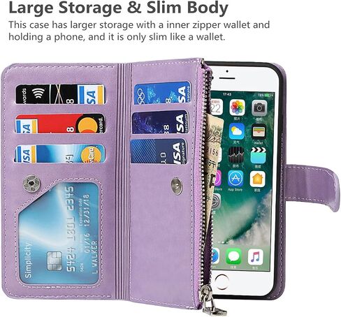 iCoverCase for iPhone SE(2022)/SE(2020) iPhone 7/8/6/6s Wallet Case with Card Holder and Wrist Strap, PU Leather Kickstand Card Slots Magnetic [Detachable] Flip Cover Case 4.7 Inch (Blue) in Saudi Arabia