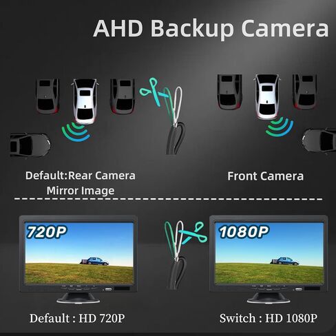 كاميرا احتياطية 4 دبوس كاميرا رؤية أمامية/خلفية مع رؤية ليلية رائعة IP68K كاميرا عكسية مقاومة للماء لشاحنة مرآة داش كام HD 1080P كاميرا احتياطية للسيارة in Kuwait