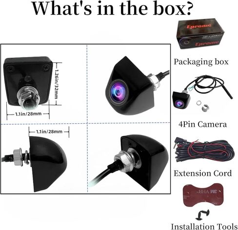 كاميرا احتياطية 4 دبوس كاميرا رؤية أمامية/خلفية مع رؤية ليلية رائعة IP68K كاميرا عكسية مقاومة للماء لشاحنة مرآة داش كام HD 1080P كاميرا احتياطية للسيارة in Kuwait