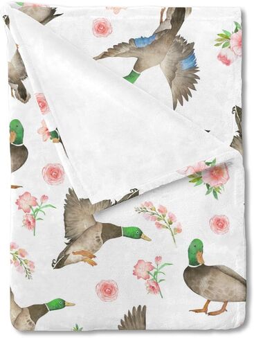 Mallard Duck Green Leaves Baby Blanket for Boys & Girls Duck Hunting Newborn Kids Toddler Baby Nursery Bed Blanket Stroller Crib Soft Warm Receiving Blankets Wild Animal Swaddle Blanket 30x40inch in Saudi Arabia