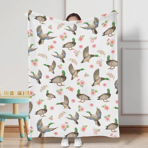 Mallard Duck Green Leaves Baby Blanket for Boys & Girls Duck Hunting Newborn Kids Toddler Baby Nursery Bed Blanket Stroller Crib Soft Warm Receiving Blankets Wild Animal Swaddle Blanket 30x40inch in Saudi Arabia