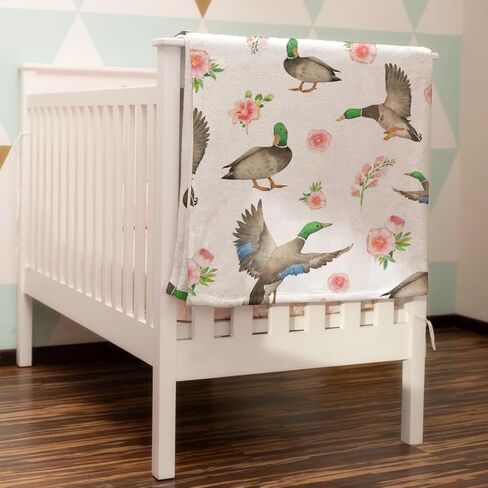 Mallard Duck Green Leaves Baby Blanket for Boys & Girls Duck Hunting Newborn Kids Toddler Baby Nursery Bed Blanket Stroller Crib Soft Warm Receiving Blankets Wild Animal Swaddle Blanket 30x40inch in Saudi Arabia