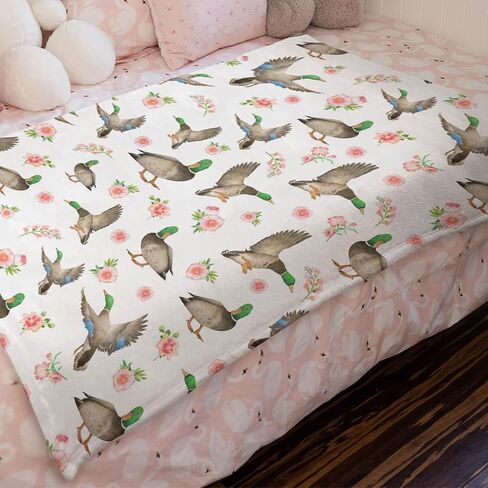 Mallard Duck Green Leaves Baby Blanket for Boys & Girls Duck Hunting Newborn Kids Toddler Baby Nursery Bed Blanket Stroller Crib Soft Warm Receiving Blankets Wild Animal Swaddle Blanket 30x40inch in Saudi Arabia