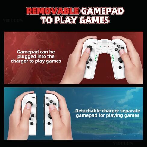 وحدة تحكم Joypad L/R Pro بديلة من VILCORN متوافقة مع Switch Oled Lite Joypad لوحة ألعاب قابلة للفصل مع مقبض شحن جيروسكوبي 6 محاور لجهاز الكمبيوتر Yuzu in Kuwait