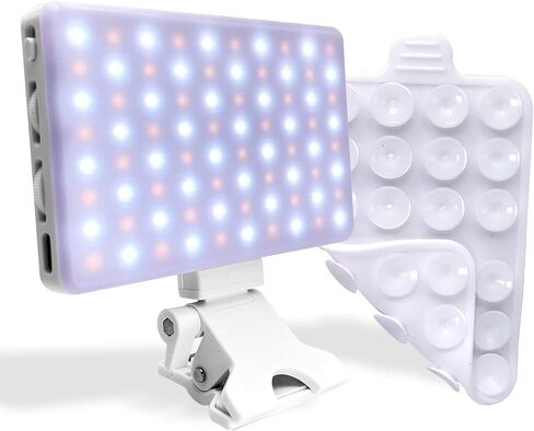 Content Creator Essentials: 80 LED Rechargeable Selfie Light & Double-Sided Silicone Suction Phone Mount - Perfect for iPhone, Android, TikTok, Makeup, Live Streaming, Vlogs (White) in Saudi Arabia