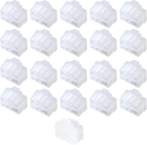 غطاء غبار جاك RJ45، 20 قطعة غطاء حماية غطاء مضاد للغبار RJ45 يحمي منفذ محور إيثرنت لمنفذ RJ45 أنثى للتلفزيون والكمبيوتر والأجهزة الأخرى (شفاف) in Kuwait