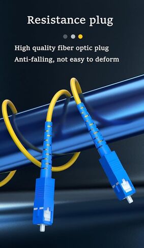 (2pack SC/APC إلى SC/APC كبل الإنترنت من الألياف الضوئية، كابل التصحيح أحادي الوضع المدرع، سلك التصحيح البصري للألياف البصرية - SIMPLEX - 9/125um - متوافق مع OS1/OS2، LSZHyellow، 6.6 قدم in Kuwait