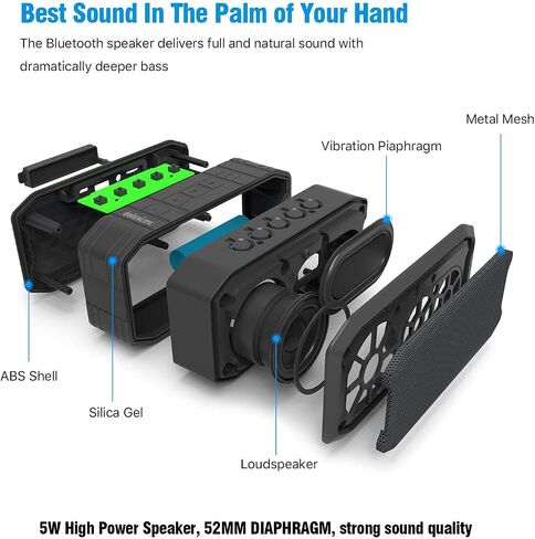 IPX7 Waterproof Bluetooth Speaker,Portable Wireless Speaker 10H Playtime,Bluetooth 5.0 Outdoor Speaker,TWS Pairing for Outdoor,Home,Beach,Travel in Saudi Arabia