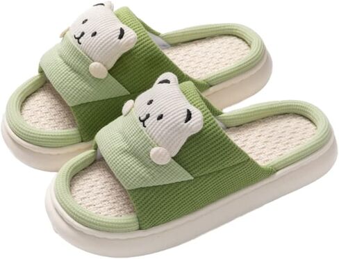 Indoor Slippers, Pigs, Bears Cute Cartoon Slippers Women's Home Slippers Linen Four Seasons Slippers in Saudi Arabia