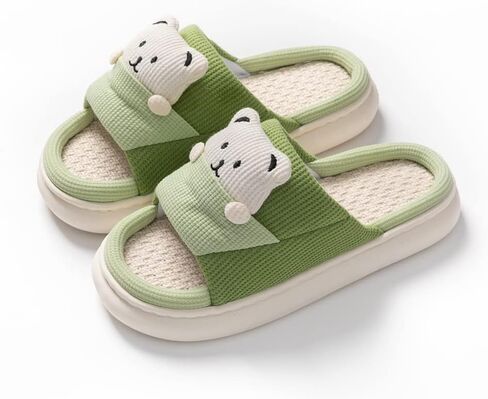 Indoor Slippers, Pigs, Bears Cute Cartoon Slippers Women's Home Slippers Linen Four Seasons Slippers in Saudi Arabia