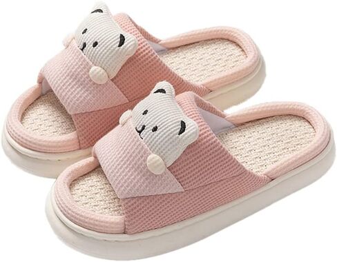 Indoor Slippers, Pigs, Bears Cute Cartoon Slippers Women's Home Slippers Linen Four Seasons Slippers in Saudi Arabia
