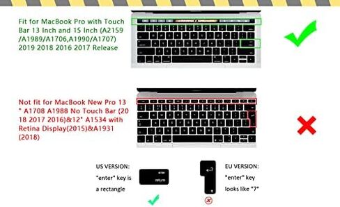 HRH Silicone Keyboard Cover for MacBook Pro with Touch Bar 13 Inch and 15 Inch(A2159/A1989/A1706,A1990/A1707) 2019 2018 2016 2017 Release,Creative Brain in Saudi Arabia