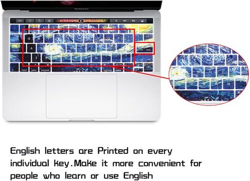 HRH Silicone Keyboard Cover for MacBook Pro with Touch Bar 13 Inch and 15 Inch(A2159/A1989/A1706,A1990/A1707) 2019 2018 2016 2017 Release,Creative Brain in Saudi Arabia