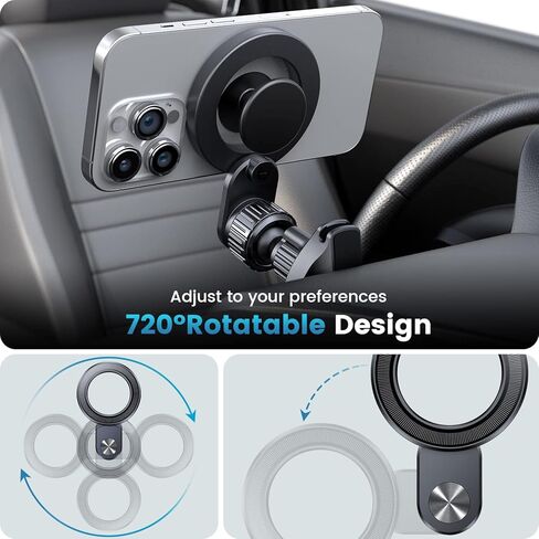 APPS2Car لحامل هاتف MagSafe Vent، حامل هاتف مغناطيسي لجميع السيارات، حامل مغناطيسي للسيارة، حامل هاتف للسيارة بفتحة تهوية لسلسلة iPhone 14/13/12، الشحن غير مدعوم in Kuwait