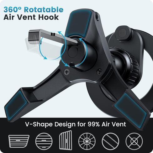 APPS2Car لحامل هاتف MagSafe Vent، حامل هاتف مغناطيسي لجميع السيارات، حامل مغناطيسي للسيارة، حامل هاتف للسيارة بفتحة تهوية لسلسلة iPhone 14/13/12، الشحن غير مدعوم in Kuwait