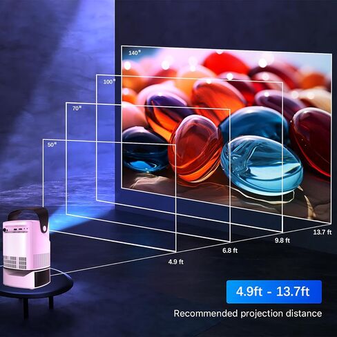 Unitedtime Portable Projector Native 1080p Support 4K with Integrated Stand WiFi and Bluetooth Handheld bracket 12000 Lumens, for Home Theater Support HDMI, USB, PC, TV Box (TS2) in Saudi Arabia