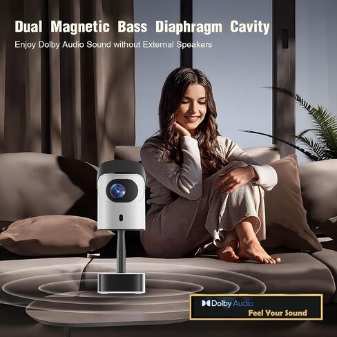 Unitedtime Portable Projector Native 1080p Support 4K with Integrated Stand WiFi and Bluetooth Handheld bracket 12000 Lumens, for Home Theater Support HDMI, USB, PC, TV Box (TS2) in Saudi Arabia