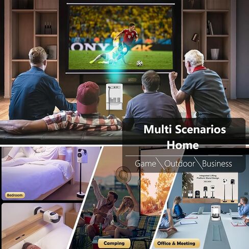 Unitedtime Portable Projector Native 1080p Support 4K with Integrated Stand WiFi and Bluetooth Handheld bracket 12000 Lumens, for Home Theater Support HDMI, USB, PC, TV Box (TS2) in Saudi Arabia