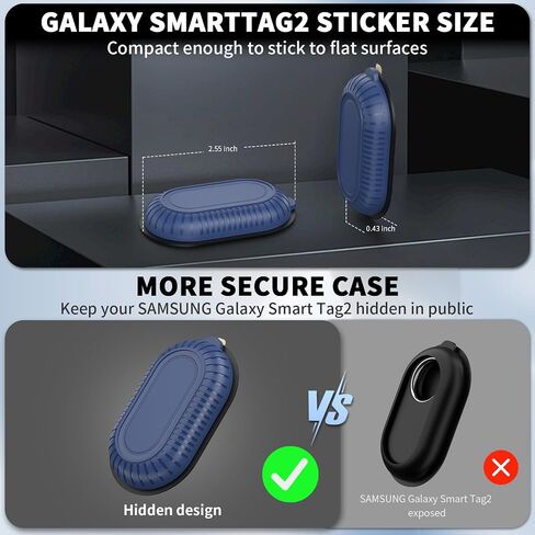 2 Pack Adhesive Case for Samsung Galaxy SmartTag2 with 3M Adhesive Sticker Hidden Full Protective Silicone Case Anti-Lost Scratch Resistant Protective Cover for Smart tag 2 Tracker (Black+Black) in Saudi Arabia
