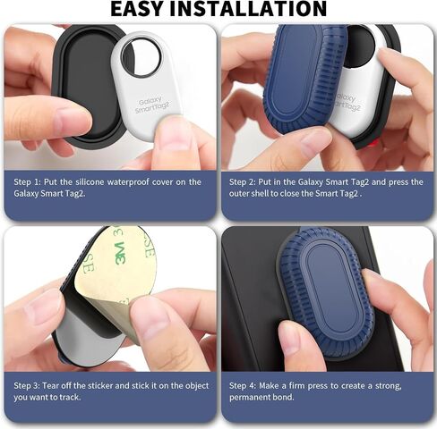 2 Pack Adhesive Case for Samsung Galaxy SmartTag2 with 3M Adhesive Sticker Hidden Full Protective Silicone Case Anti-Lost Scratch Resistant Protective Cover for Smart tag 2 Tracker (Black+Black) in Saudi Arabia