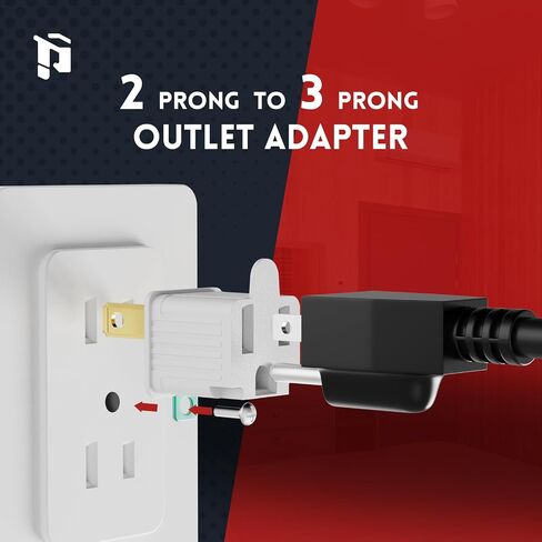 2 prong to 3 prong outlet adapter, Polarized Grounded Outlet Converter, Wall Outlet Plug for Household, Workshops, ETL Listed, 2-PACK, Black in Saudi Arabia