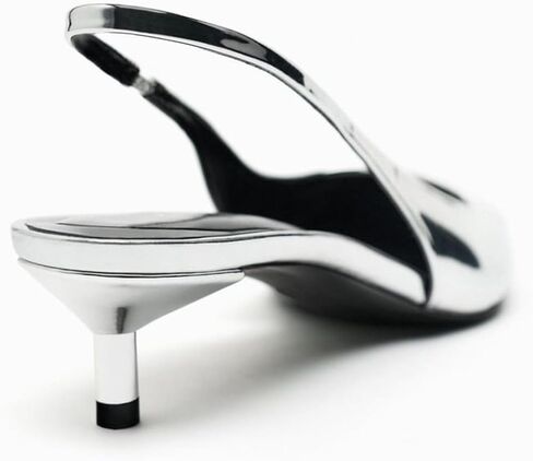 Slingback Kitten Heels for Women Pointed Toe Pumps Metallic Silver Heels in Saudi Arabia