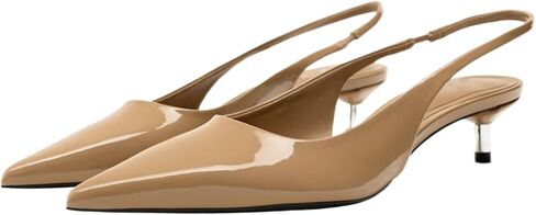Slingback Kitten Heels for Women Pointed Toe Pumps Metallic Silver Heels in Saudi Arabia
