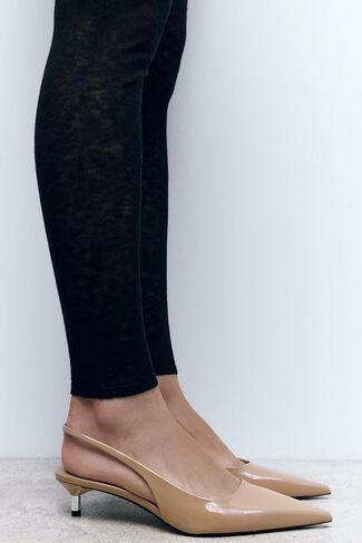 Slingback Kitten Heels for Women Pointed Toe Pumps Metallic Silver Heels in Saudi Arabia
