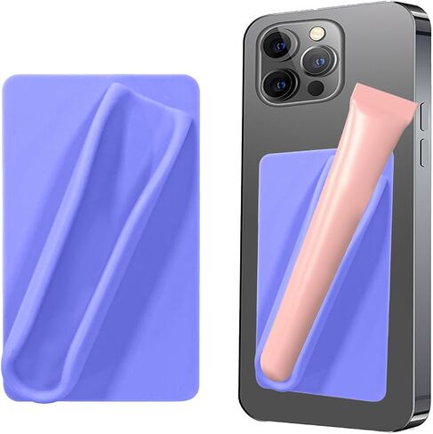 Silicone Lip Gloss Phone Case, Lip Holder for Back of Cell Phone Sleeve, Stylish and Convenient Grip-On Silicone Lip Balm Case for Most Smartphones (Purple) in Saudi Arabia