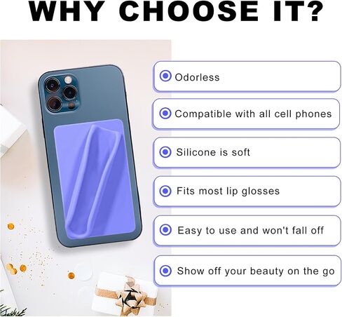 Silicone Lip Gloss Phone Case, Lip Holder for Back of Cell Phone Sleeve, Stylish and Convenient Grip-On Silicone Lip Balm Case for Most Smartphones (Purple) in Saudi Arabia