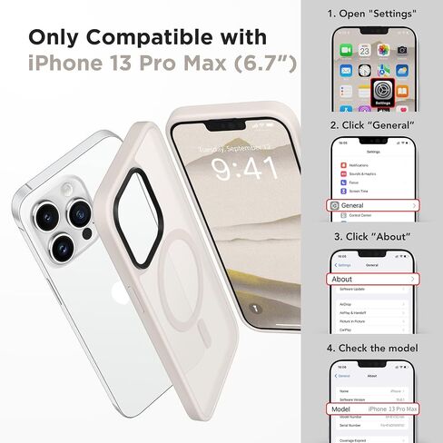 حافظة GONEZ مغناطيسية لهاتف iPhone 13 Pro Max، مع واقي شاشة وغطاء كاميرا، [متوافقة مع MagSafe] [مضادة لبصمات الأصابع] حافظة واقية للهاتف شفافة غير لامعة مقاومة للصدمات للنساء والرجال (أسود) in Saudi Arabia