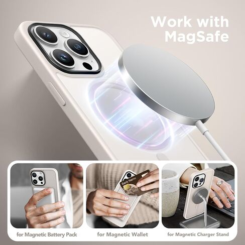 حافظة GONEZ مغناطيسية لهاتف iPhone 13 Pro Max، مع واقي شاشة وغطاء كاميرا، [متوافقة مع MagSafe] [مضادة لبصمات الأصابع] حافظة واقية للهاتف شفافة غير لامعة مقاومة للصدمات للنساء والرجال (أسود) in Saudi Arabia