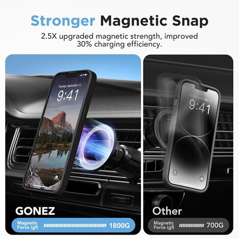 حافظة GONEZ مغناطيسية لهاتف iPhone 13 Pro Max، مع واقي شاشة وغطاء كاميرا، [متوافقة مع MagSafe] [مضادة لبصمات الأصابع] حافظة واقية للهاتف شفافة غير لامعة مقاومة للصدمات للنساء والرجال (أسود) in Saudi Arabia