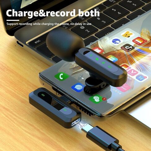 ميكروفون لاسلكي احترافي لأجهزة iPhone وiPad وميكروفون مع شاشة إلكترونية وواجهة إضاءة وميكروفون صغير مع تقليل الضوضاء لتسجيل الفيديو in Kuwait