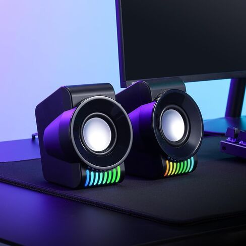 Redragon GS514 PC Gaming Speaker, 2.0 Channel Stereo Desktop Computer Speaker with Dynamic RGB, Quality Bass and Crystal Clear Sound, USB Powered with a 3.5mm Connector in Saudi Arabia