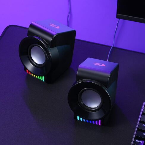 Redragon GS514 PC Gaming Speaker, 2.0 Channel Stereo Desktop Computer Speaker with Dynamic RGB, Quality Bass and Crystal Clear Sound, USB Powered with a 3.5mm Connector in Saudi Arabia