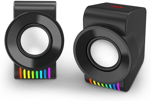 Redragon GS514 PC Gaming Speaker, 2.0 Channel Stereo Desktop Computer Speaker with Dynamic RGB, Quality Bass and Crystal Clear Sound, USB Powered with a 3.5mm Connector in Saudi Arabia