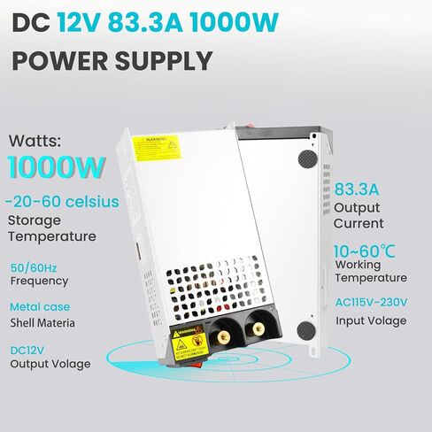 محول إمداد الطاقة DC 12V 83.3A 1000W AC 110/220V إلى DC 12V محول 83amp 1000W محول إمداد الطاقة لشريط LED ضوء CCTV نظام أمان كاميرا CCTV راديو طابعة ثلاثية الأبعاد in Saudi Arabia