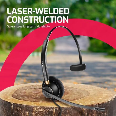 Plantronics HW510 Headset Bundle Mono Noise-Canceling and Inteli Cord Bundle - Compatible with Yealink, Polycom, Mitel, Cisco, Nortel, Shoretel Phones (HW510 Mono Headset Bundle by Global Teck) in Saudi Arabia