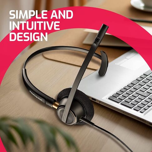 حزمة سماعة الرأس Plantronics HW510 أحادية إلغاء الضوضاء وحزمة سلك Inteli - متوافقة مع هواتف Yealink وPolycom وMitel وCisco وNortel وShoretel (حزمة سماعات الرأس HW510 Mono من Global Teck) in Kuwait