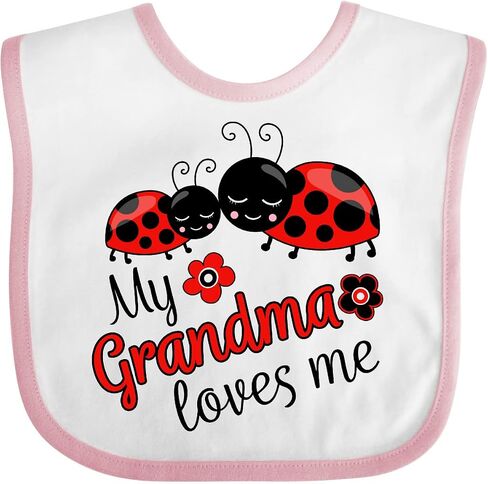 inktastic My Grandma Loves Me with Cute Ladybugs Baby Bib in Saudi Arabia
